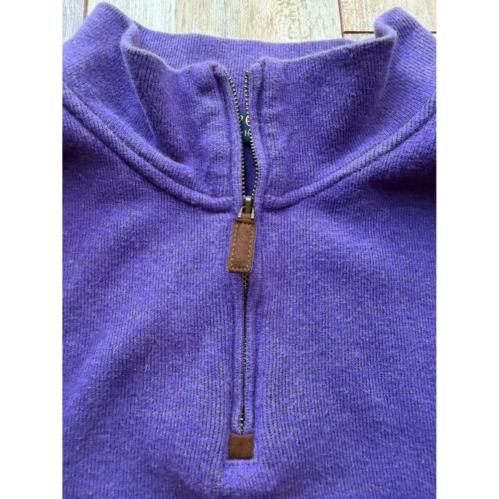 Polo Ralph Lauren Mens XXL Purple 1/4 Zip Cotton Pullover Sweatshirt Yellow Pony